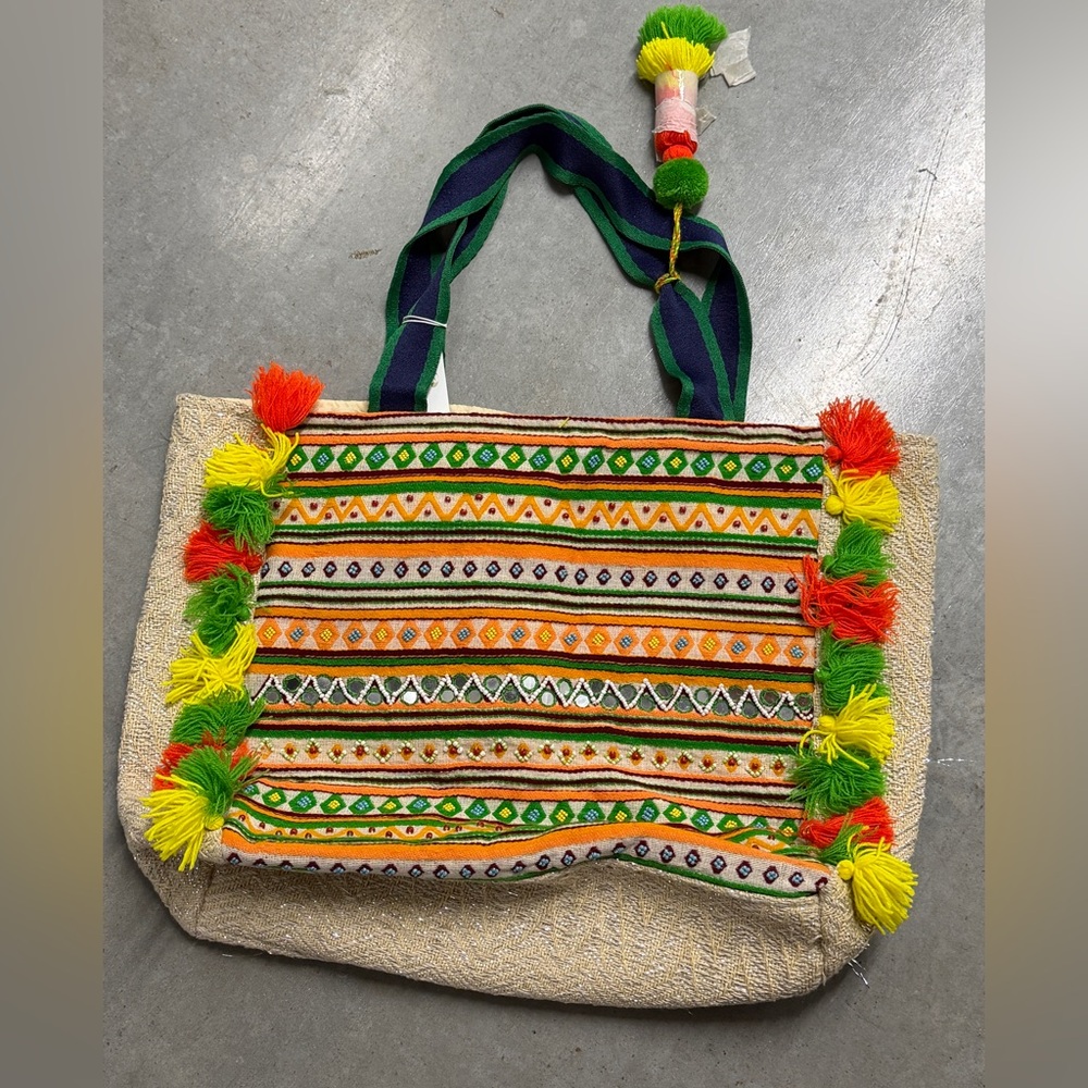 Colorful Embroidered Tote Bag